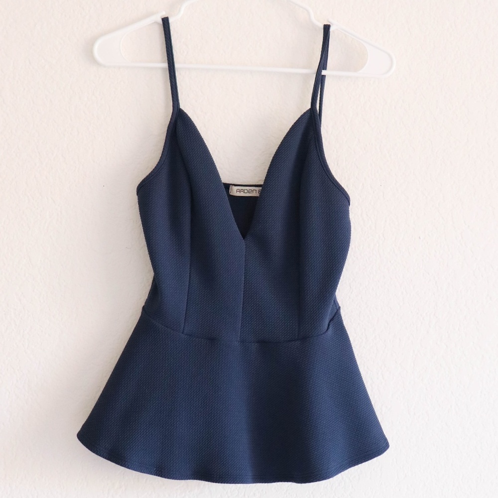 Navy Peplum Top